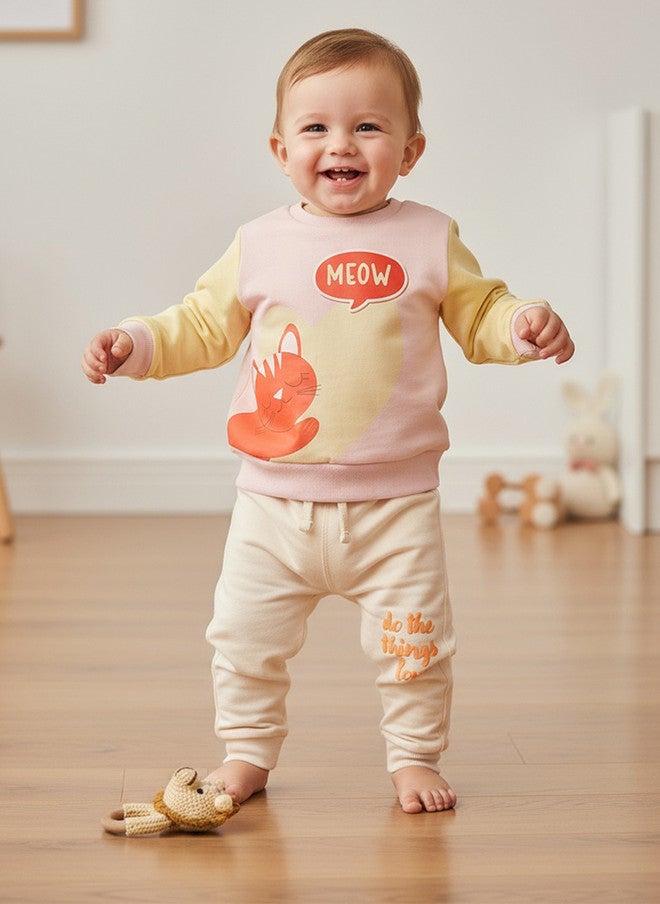 Bontots Infant Girls Organic Cotton Sweatshirt and Pants Set - Image 1